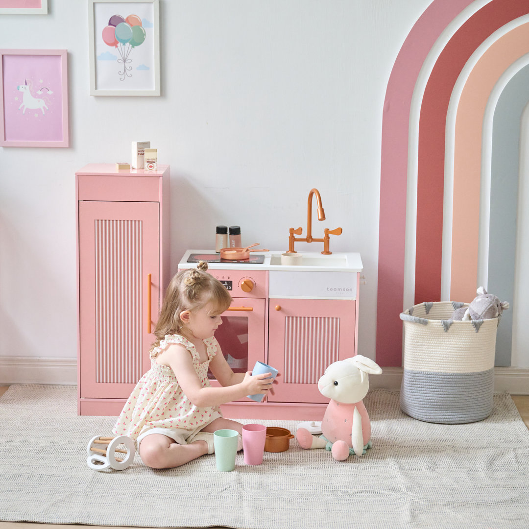 Teamson Kids - Little Chef Chester Sleek Play Kitchen Pink 80cm H X 30cm W X 85cm D